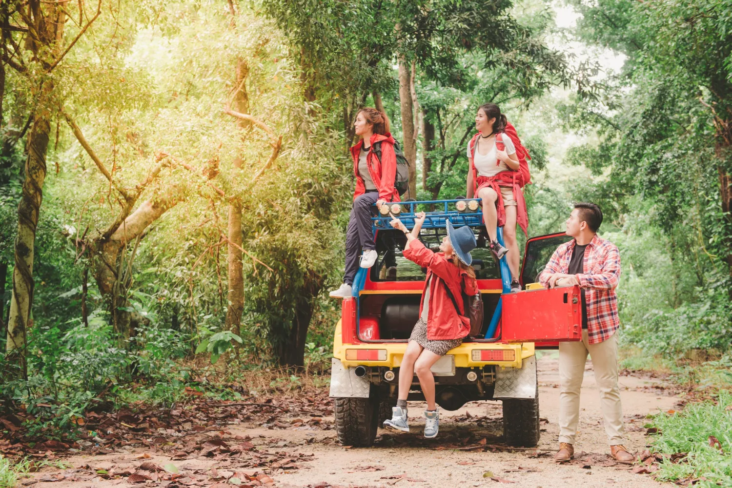 Safari casual hipster camping off morning